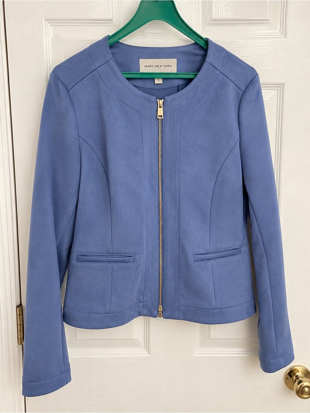 Marc New York Andrew Marc Faux Suede Blue Tailored Jacket Large